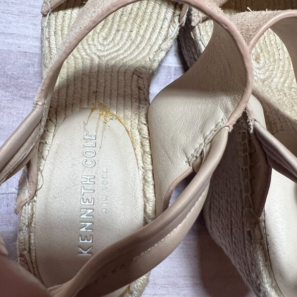 Kenneth Cole Womens 7.5 Olivia Simple Espadrille Wedge Sandals Beige Suede&Jute - Picture 3 of 11
